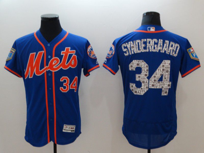 Men New York Mets 34 Syndergaard Blue Elite Spring Edition MLB Jerseys